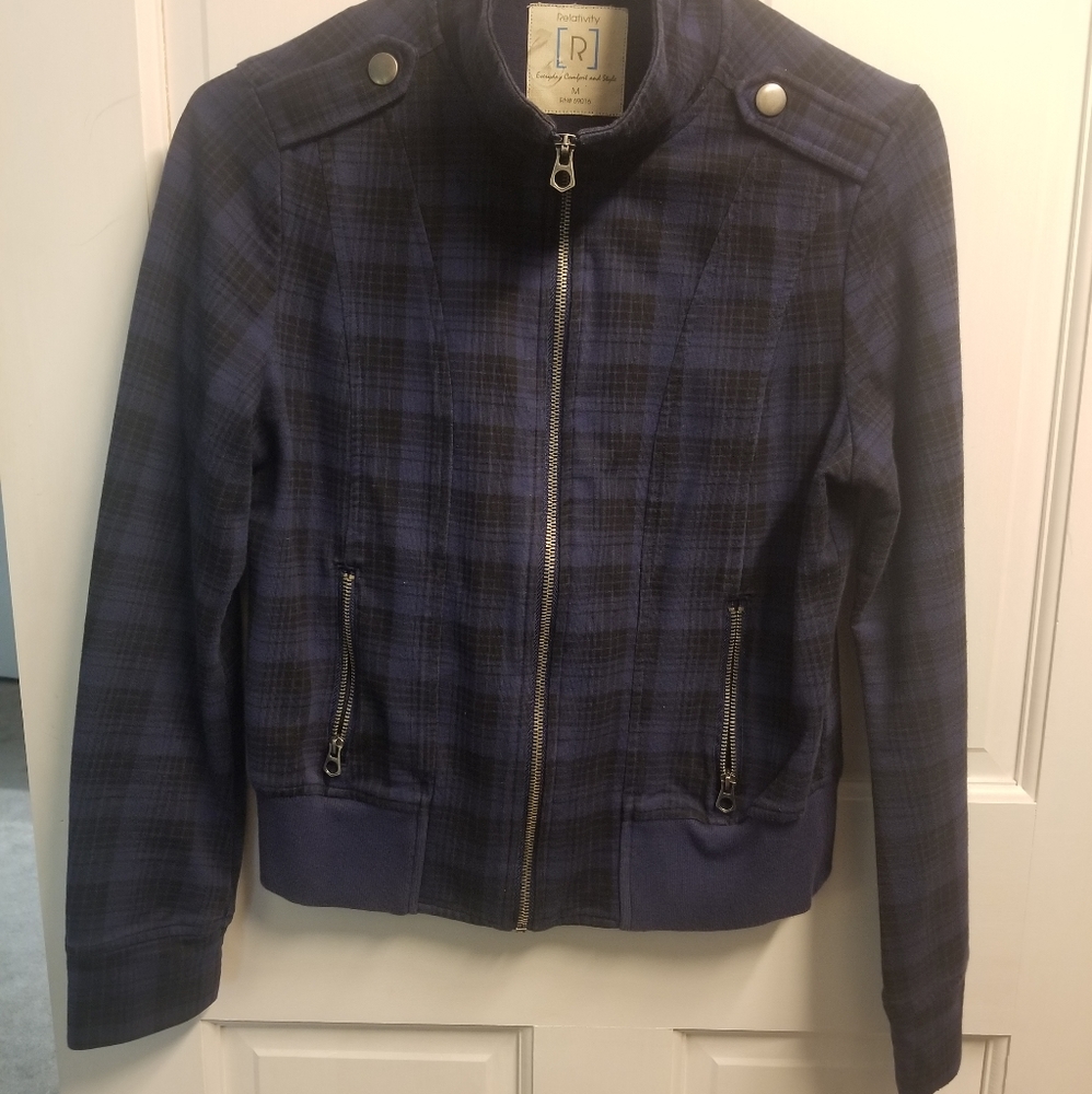 Blue Plaid Relativity Moto Jacket M